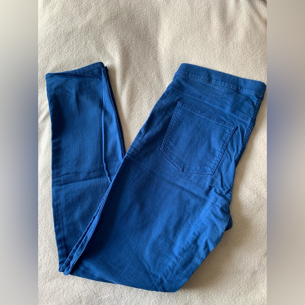 H&M Pants Blue Women Cotton Blend Stretch Machine Washable Solid